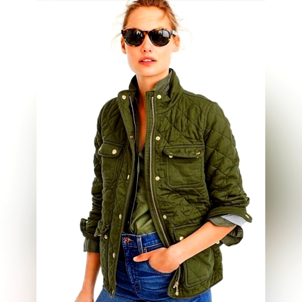 J Crew Quilted Chore Jacket In Olive Green NWOT